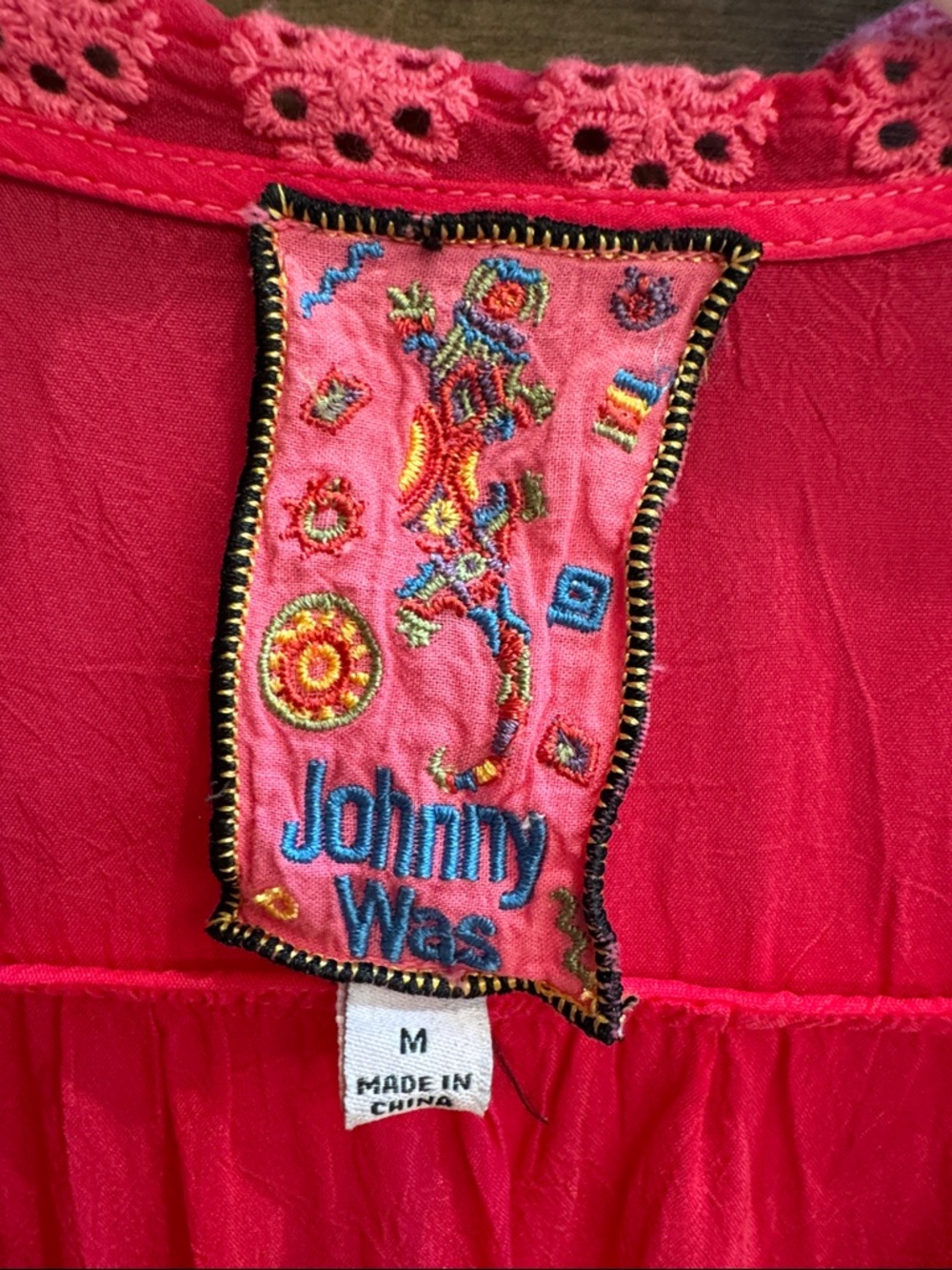 Johnny Was Fuchsia Embroidered Floral V-Neck Blouse - Picture 2 of 5